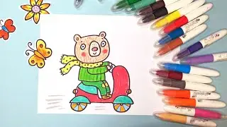 Рисуем медведя на мопеде 🐻🛵