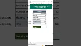 Calculate your Monthly EMI using Excel Function PMT || Excel PMT Function