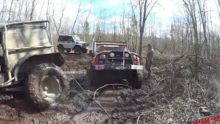 Offroad начался с поголовных лебедок! Уазы по капоты в торфе!!