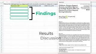 Synthesis table for literature reviews