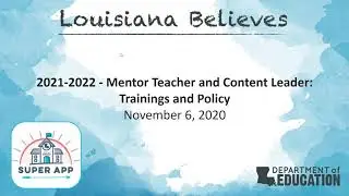 2021-2022 Mentor Teacher and Content Leader Trainings and Policy