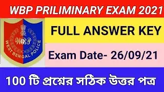 WBP Preliminary exam 2021 answer key | WBP Constable Preliminary 2021 Exam Answer key