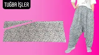 Очень легкий крой и пошив шаровар с боковыми карманами | Tuğba İşler