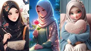 ✨Beautiful cartoon hijab girl dpz । Animated hijab girl dpz ।