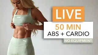 LIVE WORKOUT - 50 MIN ABS + CARDIO DANCE, intense & super happy