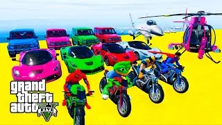 GTA V Stunt Map Car Race Challenge On Super Cars, Bikes and OffRoad Jeeps