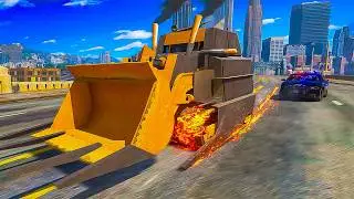 Killdozer Destroying Cops in GTA 5 RP