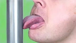 TONGUE STUCK TO POLE!