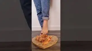 Chushing my dinner - Bare foot - squishing ASMR - Food crush!