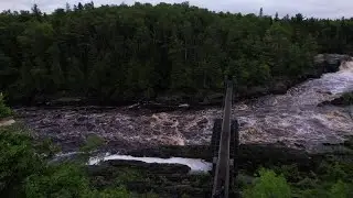 Rising river levels on St. Louis River in Jay Cooke State Park in Minnesota  [AERIALS]