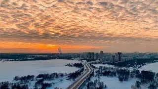 Clouds at sunset. Moscow. timelapse