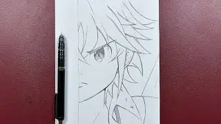 how to draw Meliodas half face | step-by-step