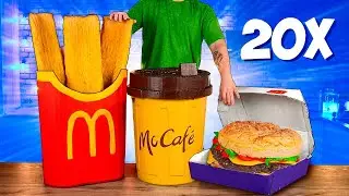 УВЕЛИЧИЛИ МЕНЮ McDonald’s В 20 РАЗ / ГИГАНТСКИЙ БИГ ТЕЙСТИ / ОГРОМНАЯ КАРТОШКА ДИПЫ / БОЛЬШОЙ КОФЕ