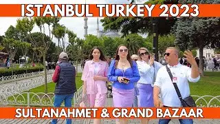 ISTANBUL TURKEY 2023 SULTANAHMET GRAND BAZAAR FATIH DISTRICT 5 JUNE WALKING TOUR | 4K UHD 60FPS