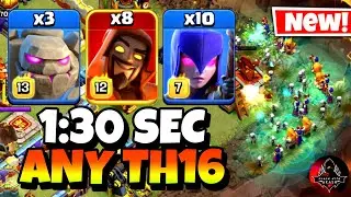 Th16 Golem Witch Super Wizard Attack With 12 Zap Spell | Best Th16 Attack Strategy Clash of Clans