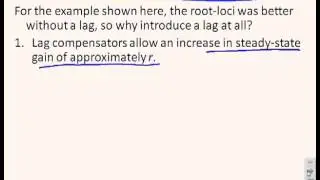 Root-loci 13 - analysing impact of lag compensators using root-loci