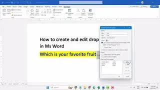 How to create and edit drop down list in Ms Word | Insert & modify Drop down lists in Word [2024]