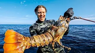 Giant LOBSTER Catch n Cook on the Campfire