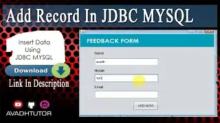 add record JFrame with jdbc mysql | java mysql insert record | jdbc mysql connectivity | avadhtutor