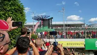 Gran Premio d'Italia 2019. Spectator's reaction at podium for Ham and Leclerc.