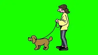 girl with puppy green screen animation video