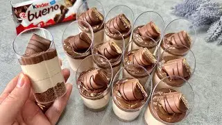 Kinder Bueno Dessert Shots. Easy and yummy no bake mini dessert cups.