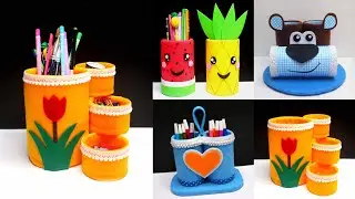 5 DIY Pencil / Pen Holder Ideas with Plastic Bottle | Best Out Of Waste | Tempat pensil barang bekas