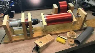 Coil winding machine with foot pedal ( semi-automated ), for Tesla coils and other types of windings