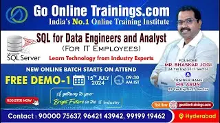 SQL for Data Analyst and Engineers Demo for IT Employees | Bhaskar Jogi | Go Online Trainings