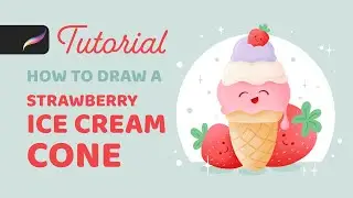 How to Draw a Cute Strawberry Ice Cream Cone in Procreate