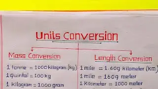 Length/Mass/Weight/Time Measurement || Units Conversion/Measurement ||  How to Convert Units