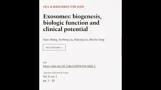 Exosomes: biogenesis, biologic function and clinical potential | RTCL.TV