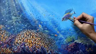 How to Paint Ocean Life | Tutorial Underwater Scenery | How to Paint in Acrylic