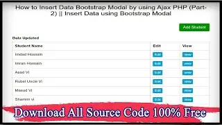 How to Insert Data Bootstrap Modal by using Ajax PHP (Part-2) || Insert Data using Bootstrap Modal