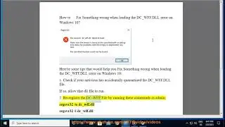 Fix Something wrong when loading the DC_WFF.DLL error on Windows 10