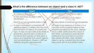 What is the difference between an object and a class in  NET