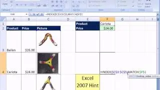 Excel Magic Trick 882: Excel 2007 Bitmap Image Lookup Picture INDEX & MATCH functions