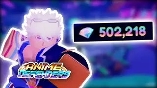 Rolling 500,000 Gems in Anime Defenders to get Secret Unit Gojo Rift Sorcerer!