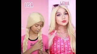 Lisa or Lena ✨🦋Barbie makeup challenge💋💄 (who did it better ) #lisaorlena #shorts#please