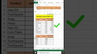 Calculate Amount With GST #shorts #excel #msexcel #excelformula #exceltips #exceltutorial #viral