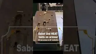 Sabot and HEAT test on 100 mm armour 20° inclination.