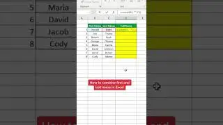 How to combine first and last name in Excel! #excel