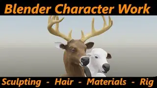 Blender Character Work | Double Deer Sculpting Fix, Hair Cleanup, Clothing Materials, Rendering