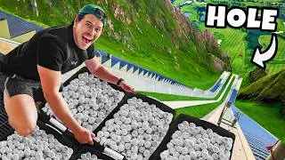 2000 Golf Balls Vs. Olympic Ski Jump! Can We Get A Hole In One?