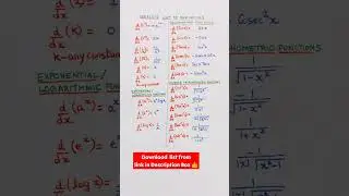 Complete List of Derivatives Formulae #shorts | All Differentiation Formulae