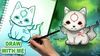 How to Draw Okami Fox Chibiterasu (Pencil) EASY Step by Step Art Lesson