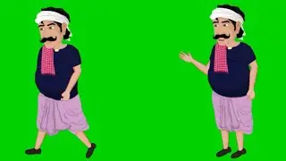 Green Screen Village man cartoon character/Green Screen Village man video/Village Man Green Screen