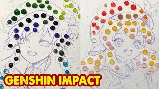 Drawing Genshin Impact Characters - Venti & Klee | Watercolor Technique