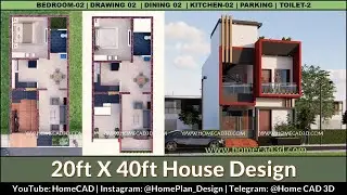 20x40 House Design with Floor Plan, Elevation and 3D   1000sqft Home Design   Project Files