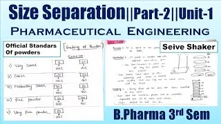 Size Separation || Official standards Of powders || Seive Shaker ||Part-2|Unit-1||PE || in Hindi